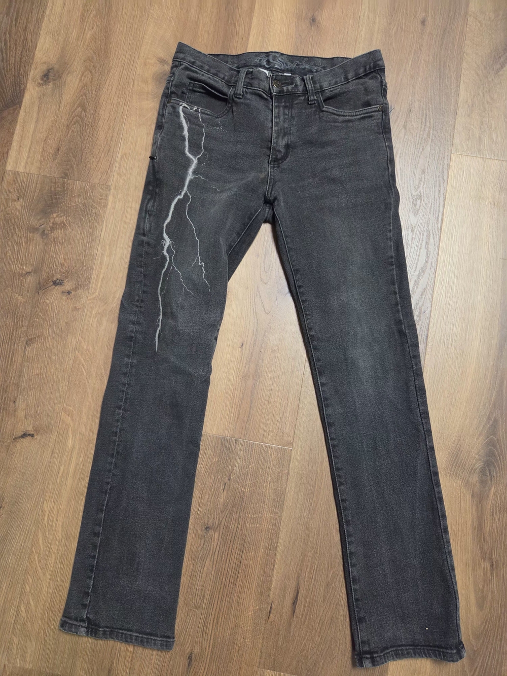 3 Pack CCS REVERT FLEX Men's Black Slim Straight Jeans with Lightning Print